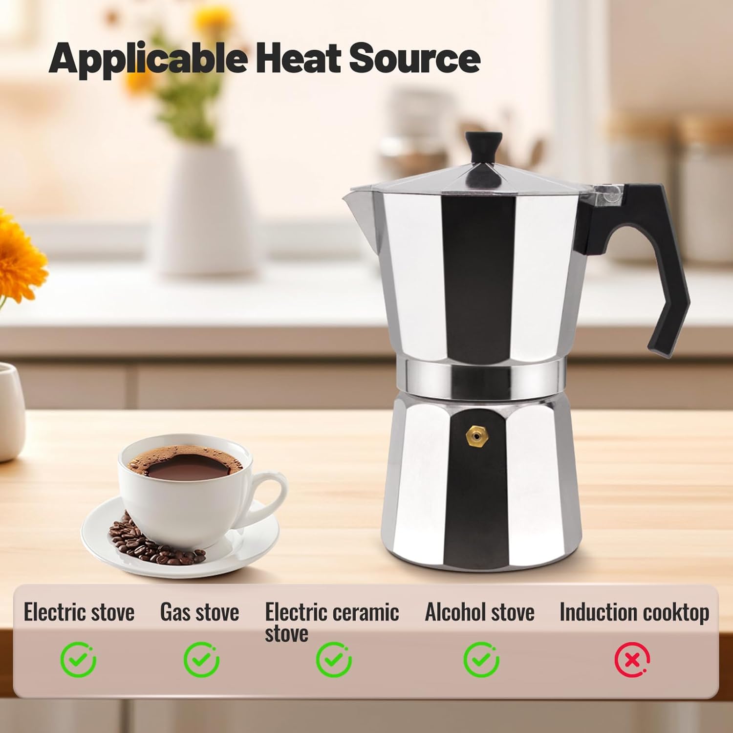 14 Cup Aluminum Moka Pot Classic Stovetop Espresso Coffee Maker 700ml 23oz Coffeemaker Percolator Mocha Pot Greca Coffee Maker Cafe Makers for Italian and Cuban Café Brewing Silver