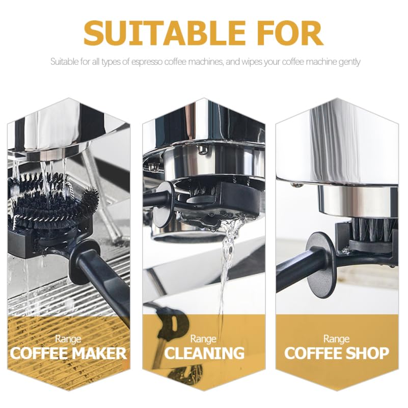 Espresso Machine Cleaning Brush with Detachable Bristles and Spoon Coffee Machine Brush Cleaner for Group Head Maintenance Handle Design 10.03 X 2.95 X 0.78 in
