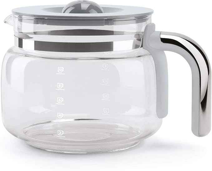 Smeg 50's Retro Style Aesthetic Drip Coffee Machine with 10 Cup Glass Carafe, Auto Start Feature, Keep Warm Plate, and Two Coffee Strength Settings (Pastel Blue)