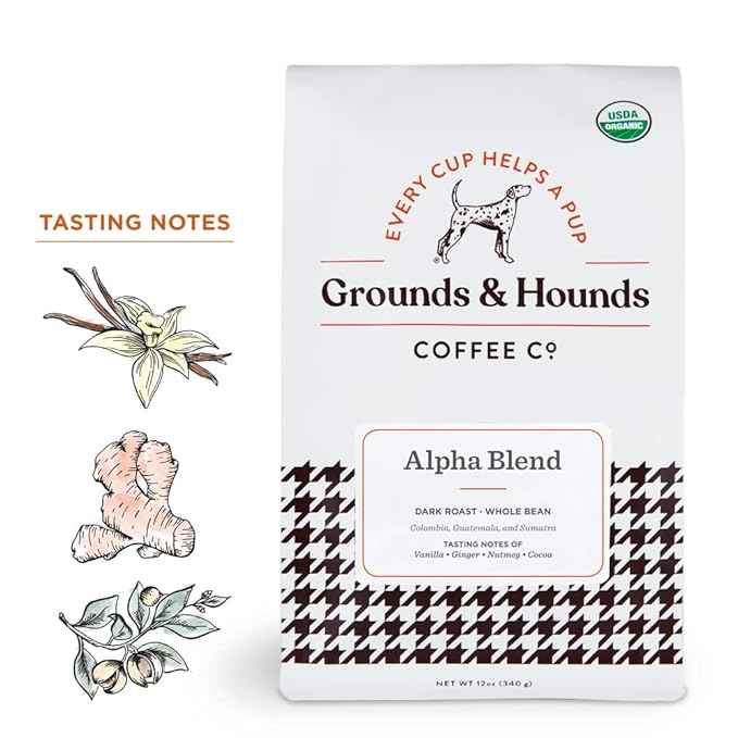 Grounds & Hounds Three Blend Starter Kit, Organic Whole Bean Coffee Variety Pack, Includes Three 6oz Bags of Our Most Popular Blends