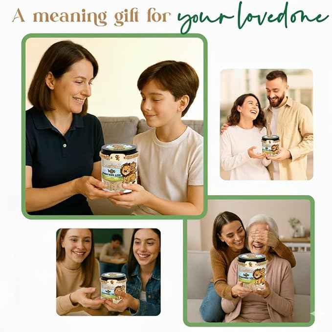 Positive Lion Jar with 60 Affirmation Cards, Emotional Support Lion Decor, Uplifting Present for Dad, Fathers Day Appreciation Jar from Daughter or Son