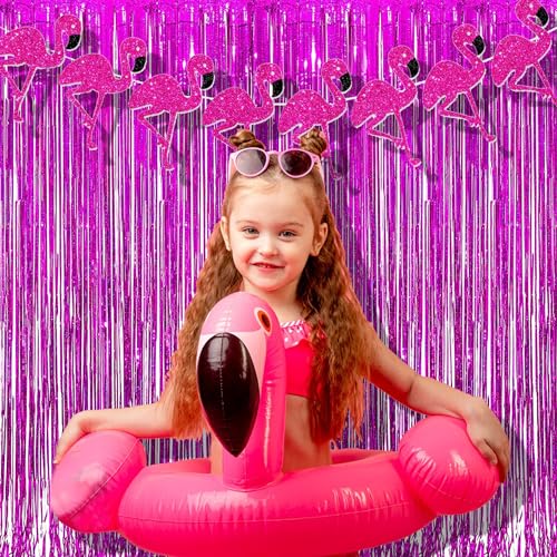 Hot Pink Foil Fringe Curtains (2 Count)