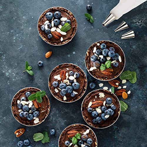 NewlineNY Stainless Steel French Pastry Tart Ring Baking Kit (6 Count)