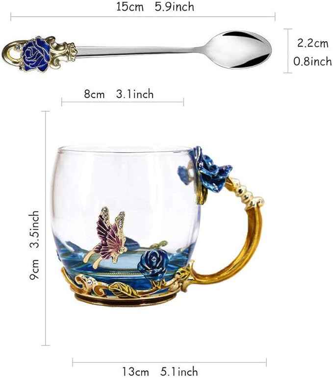 Unique Gifts for Women Mom - Flower Blue Tea Mug, Perfect Birthday Christmas Gifts for Her Who Has Everything (Rose Blue Coffee Cup, 11 OZ)