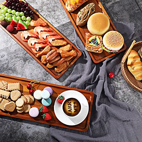 10 Pack Acacia Wood Serving Trays Rectangular (10 Count)