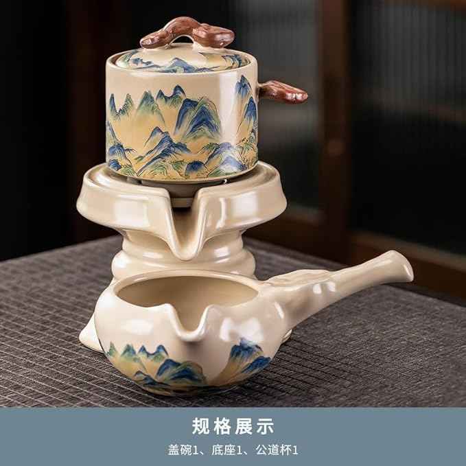 Ru Kiln Automatic Gongfu Tea Set, Rotating Pouring Teapot-suit5