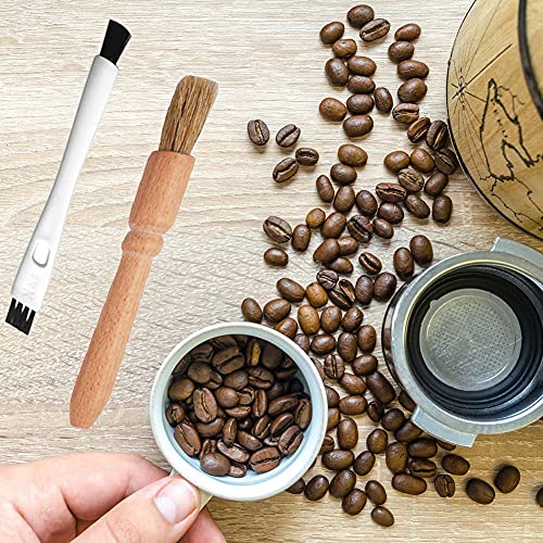 8 Pieces Coffee Brush Set Professional Espresso Brush Kit Include Wooden Coffee Grinder Machine Cleaning Brush and Nylon Espresso Brush for Coffee Machine Group Head