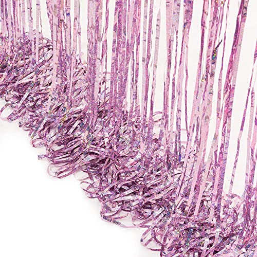 Pink Blue Tinsel Foil Fringe Curtains Party Streamers Backdrop (2 Count)