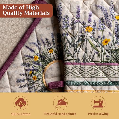 100% Cotton Oven Mitt & Pot Holder Set