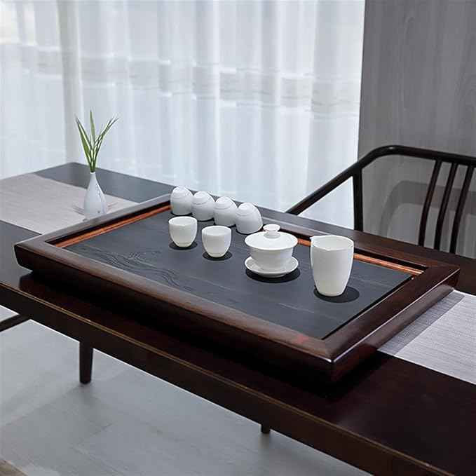 Tea Set Natural Green Sandalwood Stone Tea Tray Ebony Solid Wood With Household 75cm Rectangular Office Living Room Tea Tray Table Chinese Tea Set