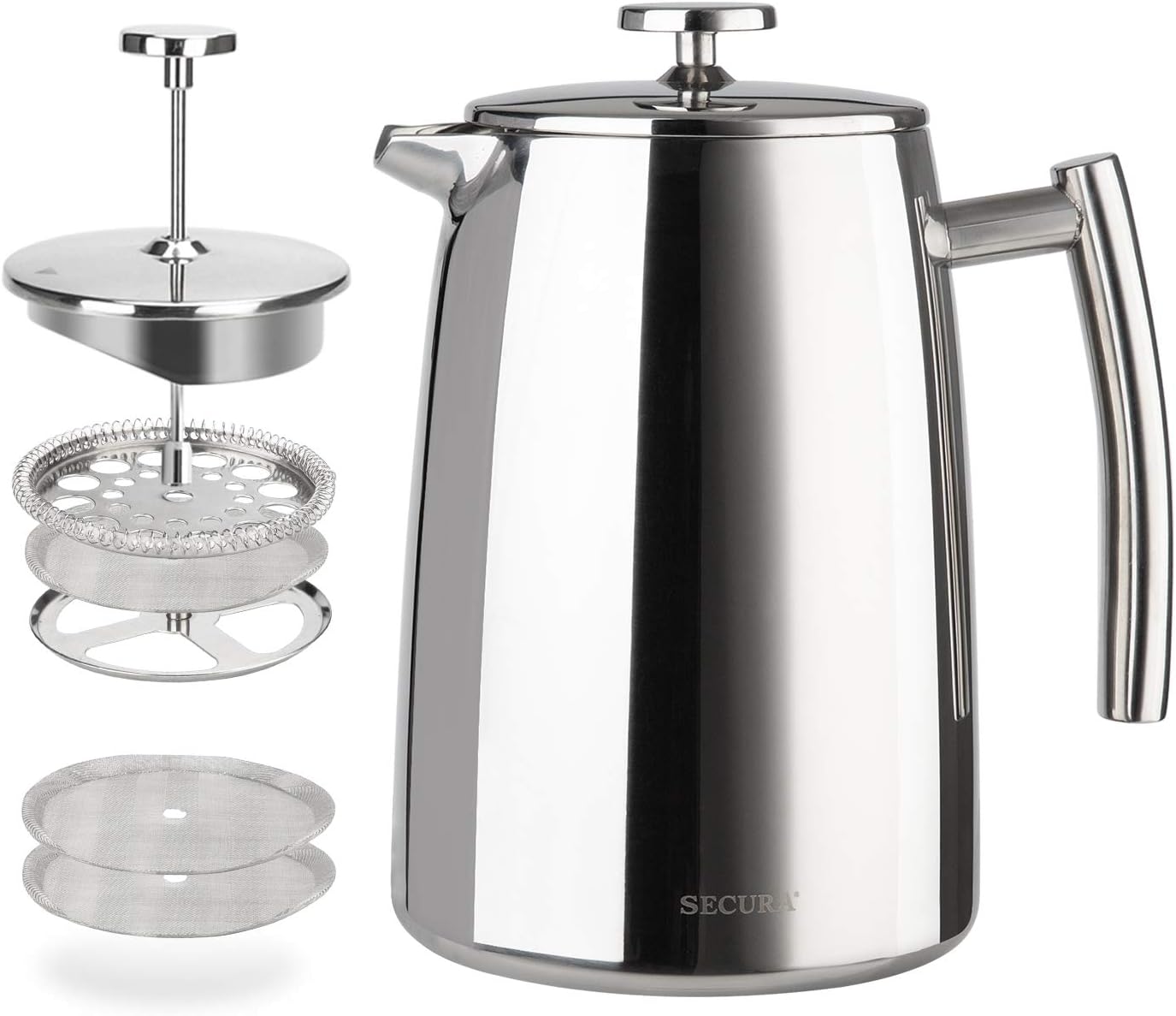Secura French Press Coffee Maker, 34-Ounce, 304 Stainless Steel Insulated Coffee Press with Extra ScreenSecura French Press Coffee Maker, 34-Ounce, 304 Stainless Steel Insulated Coffee Press with Extra Screen - Blissbrew
