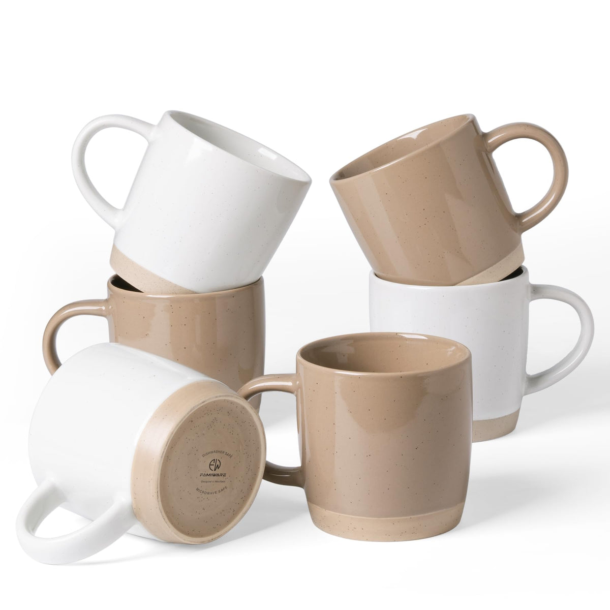 Set of 6 stoneware coffee mugs, 13 oz