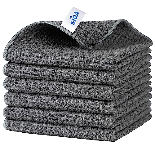 Waffle Pattern Microfiber Cleaning Cloths (6 Count)