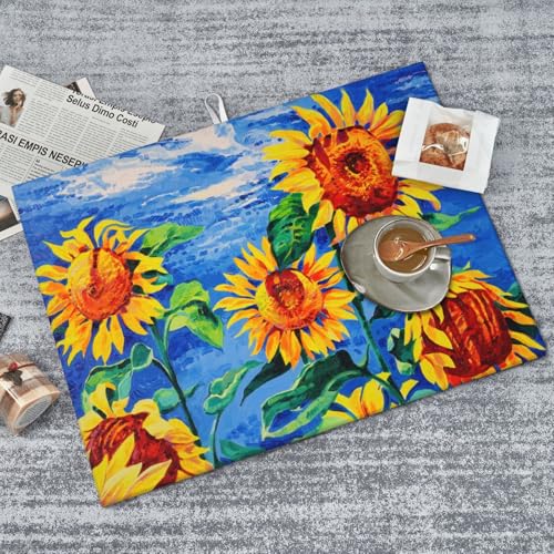 Sunflowers Large Dish Drying Mats For Kitchen Counter