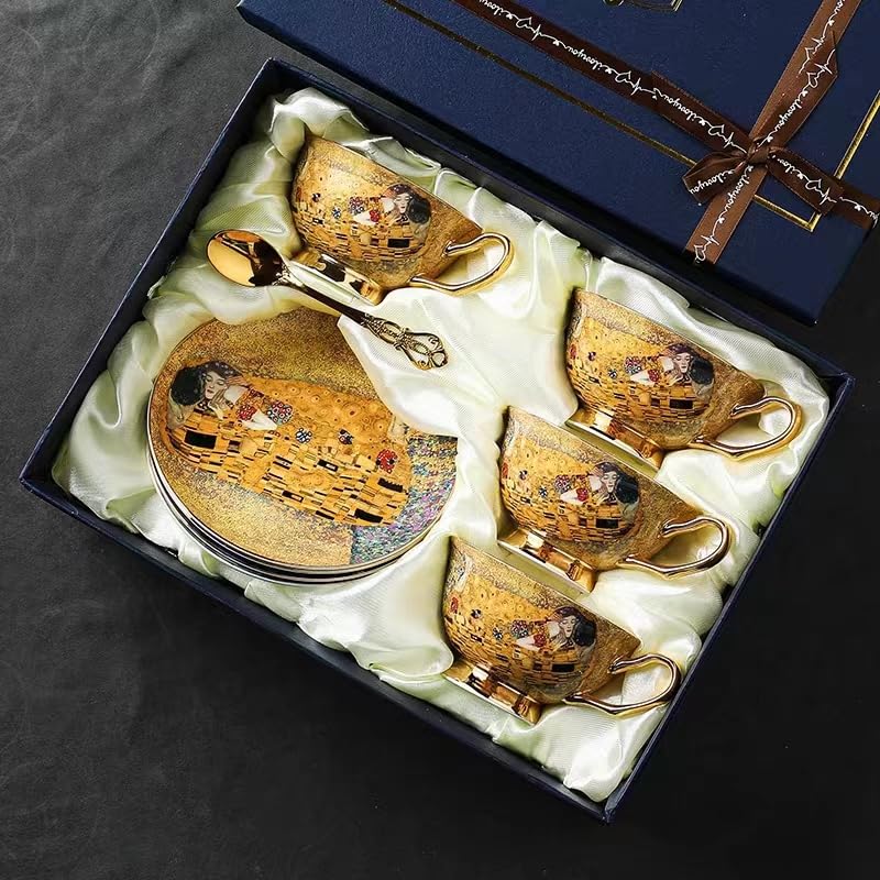 12 Piece European Bone China Coffee Cup & Saucer Set