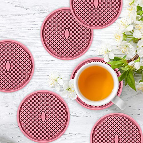 Silicone Coasters [6 Pack] Thickened Drink Coasters with Holder (6 Count)