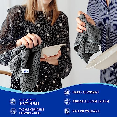 Waffle Pattern Microfiber Cleaning Cloths (6 Count)