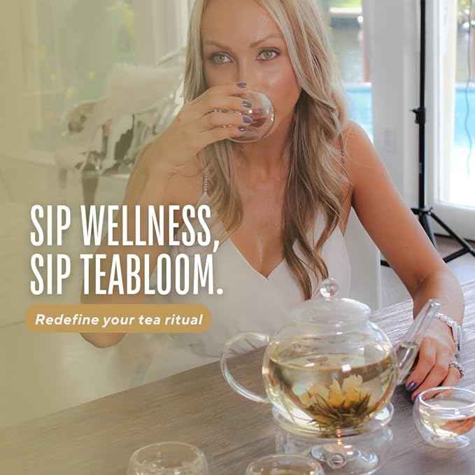 Teabloom Wellness Tea Collection – Fruit & Herbal Assortment with 12 Plant-Based Pyramid Sachets, Organic Ingredients, Elegant Presentation Box, Thoughtful Gift for Tea Lovers