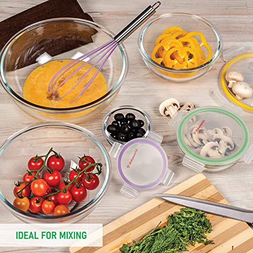 Stackable Glass Mixing Bowls with BPA Free Lids Set of 5