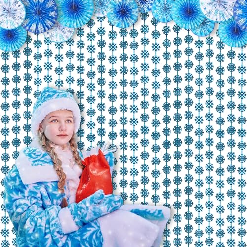 Blue Hanging Foil Fringe Snow Flakes Party Snowflake Backdrop (2 Count)