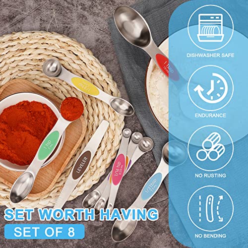 8 pcs Multi Color Magnetic Measuring Spoons Set