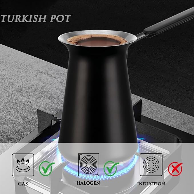 Turkish Coffee Pot - Coffee Maker, Briki Greek Turkish Pot, Arabic Tea Pot, Cezve/Ibrik Coffee Pot for Stovetop(400 ml,Serves 5)