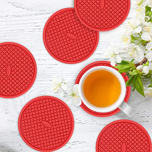 Silicone Coasters [6 Pack] Thickened Drink Coasters with Holder (6 Count)