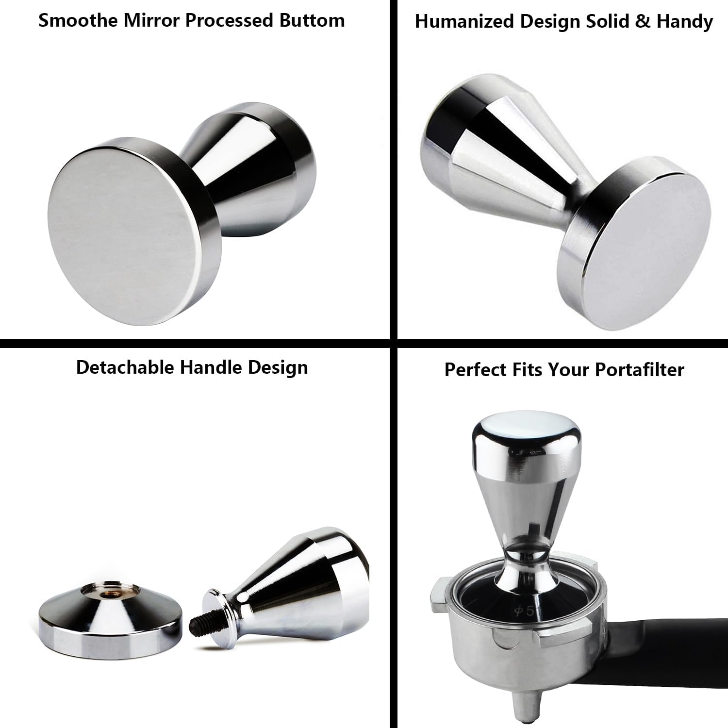 Coffee Tamper Press Stainless Steel Chromed