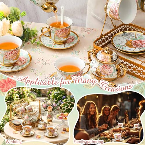 22 Pcs Vintage Porcelain Tea Sets for Adults (22 Count)