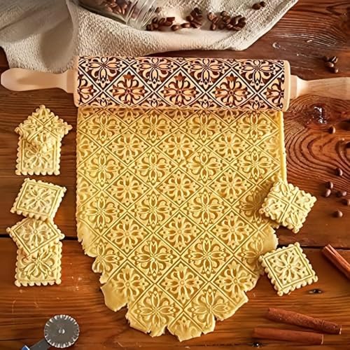Christmas Wooden Rolling Pin for Baking