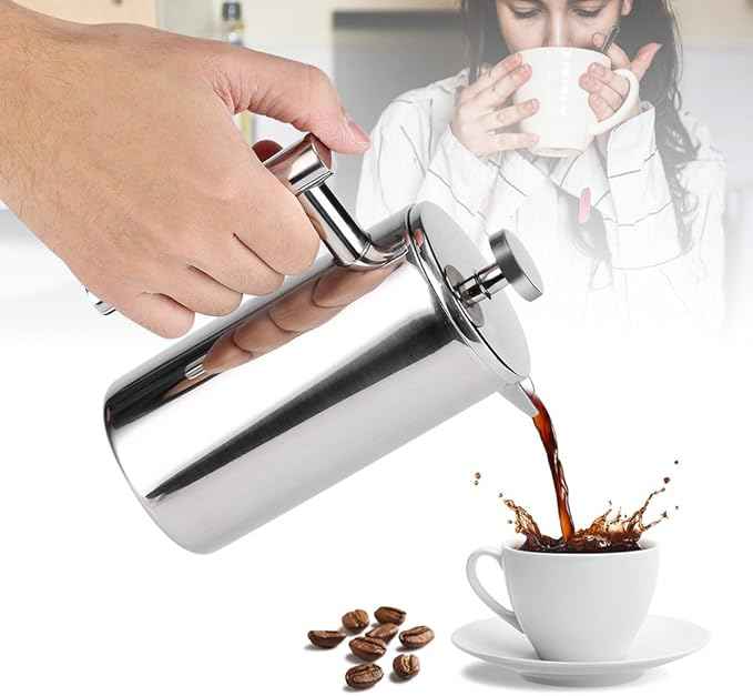 TOPINCN French Press Coffee Maker Stainless Steel Espresso & Tea French Press Maker- Double Wall,Rust-, 350ml
