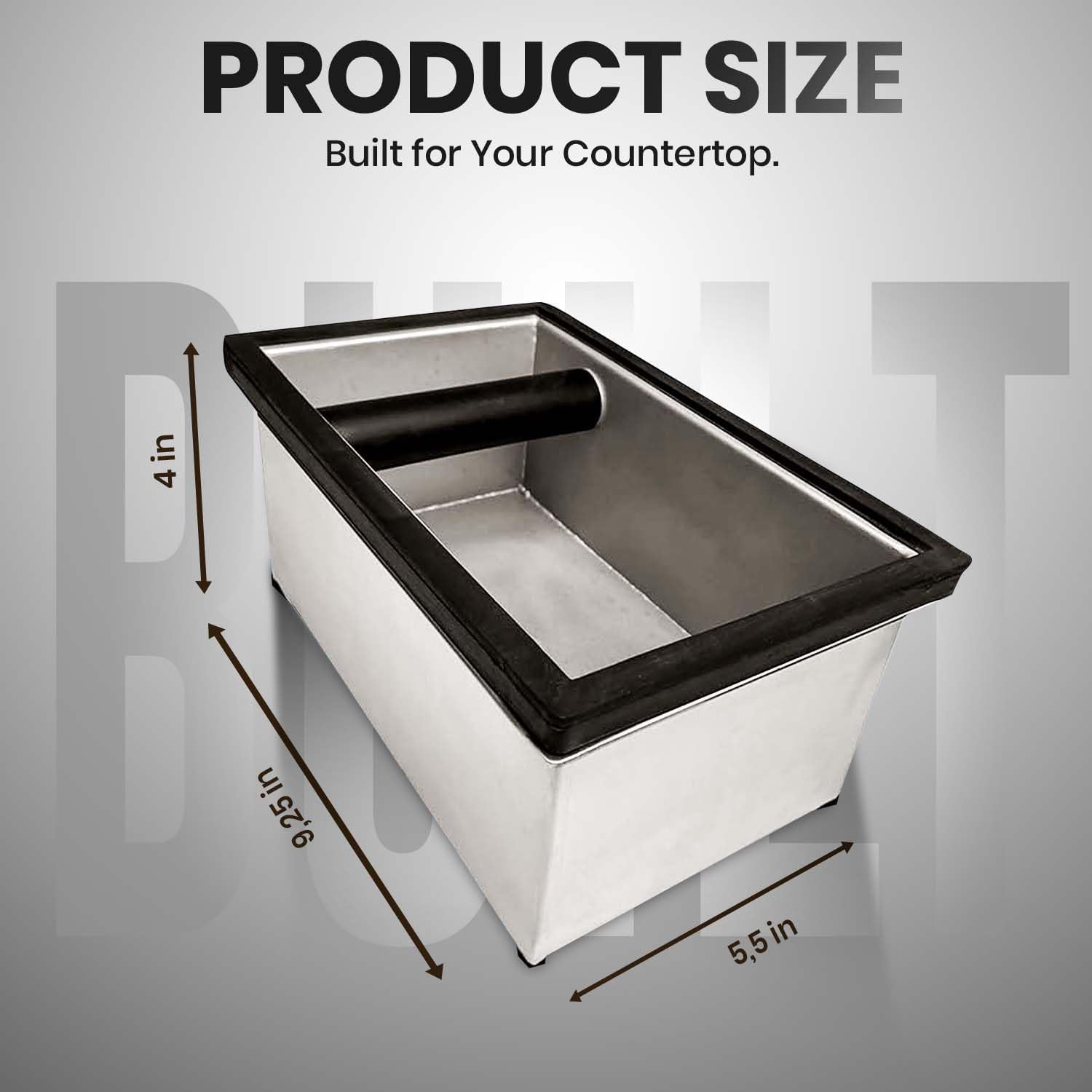 Rattleware Stainless Steel Knock Box | Heavy-Duty Espresso Grounds Container, Welded Bar, Durable and Efficient for Baristas - Quality Coffee Preparation (9.25"x5.5"x4")