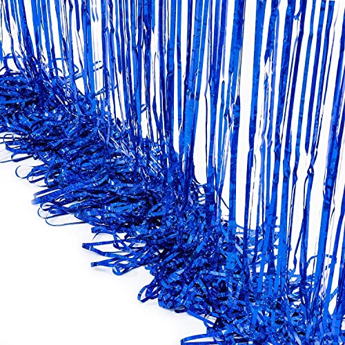 Red Blue Tinsel Foil Fringe Curtains (2 Count)