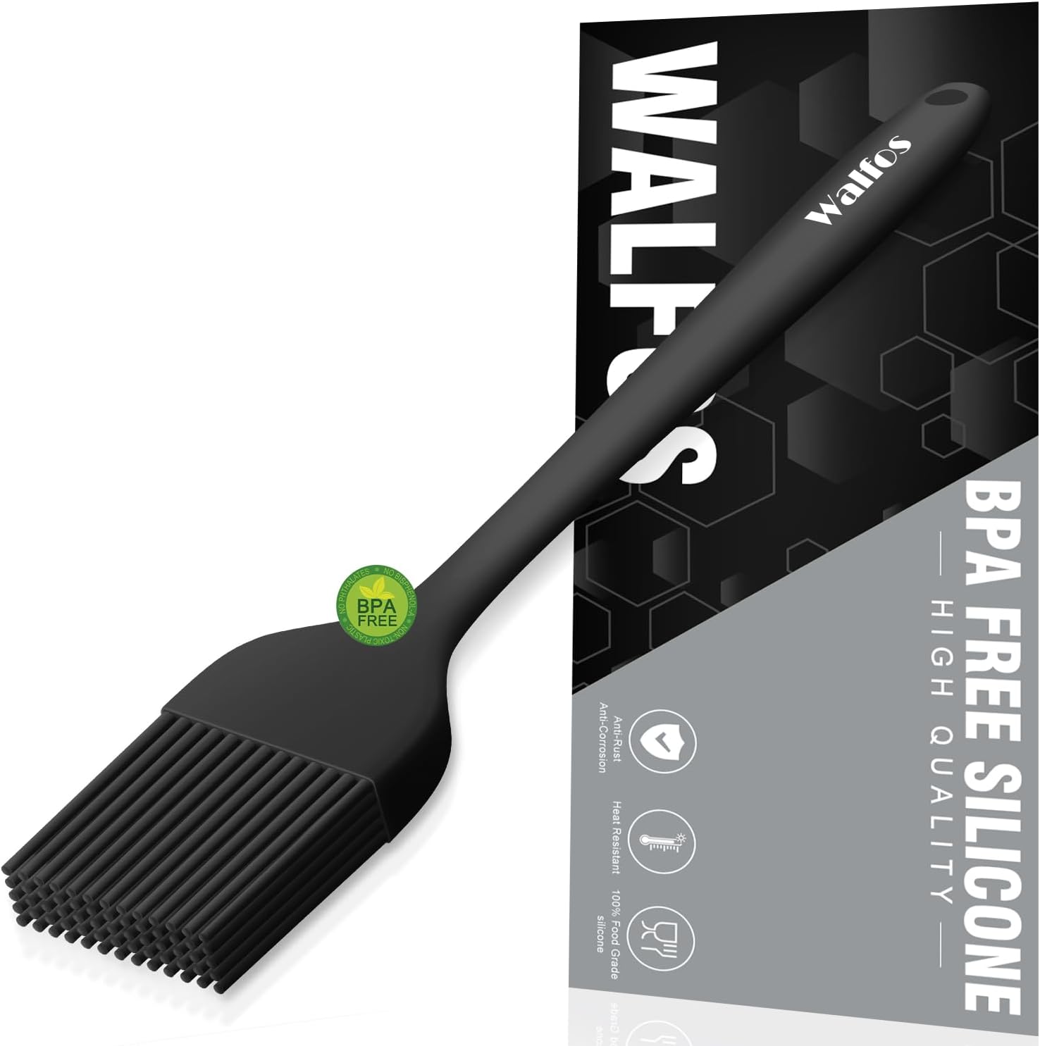 Walfos Silicone Basting Pastry Brush, Heat Resistant Pastry Brush, Perfect for Oil Butter BBQ Grill Baking Kitchen Cooking, Strong Steel Core and One-Pieces Design, BPA Free and Dishwasher safe (10