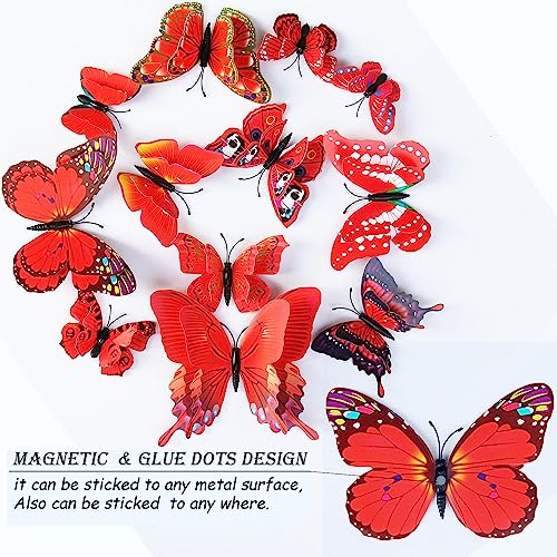 3D Butterfly Wall Decor Butterfly Decorations Stickers with Magnets (48 Count)