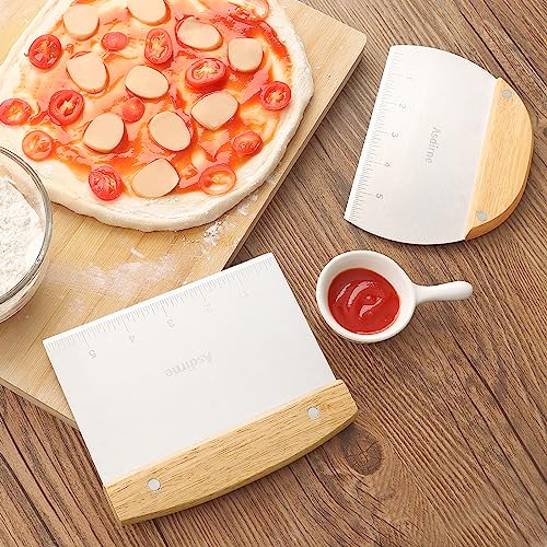 Dough Cutter Dough Scraper with Wooden Handle and Food Grade Stainless Steel Blade (11.9931 Ounce)