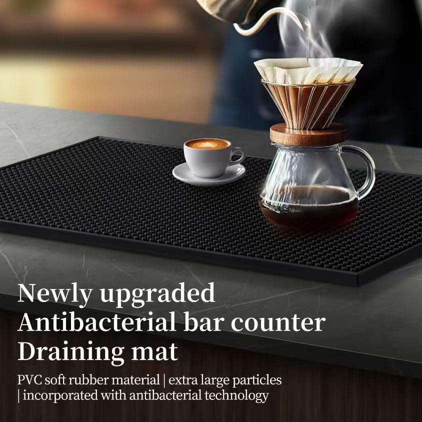 Bar Mats 18"x12" 2 Pack Black (2 Count)