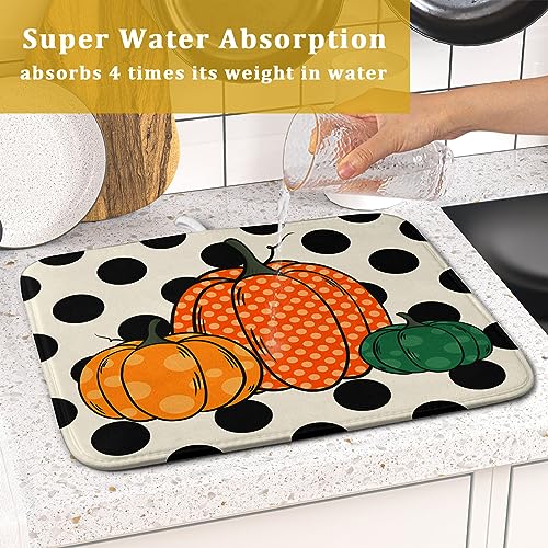 Autumn Pumpkin Dish Drying Mat for Kitchen Counter