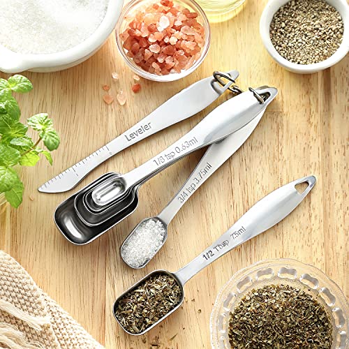Stainless Steel Measuring Cups and Spoons Set of 20 w