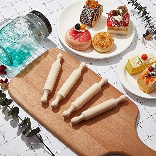 20 Pcs Wooden Mini Rolling Pin Long Kitchen Baking Small Dough Rolling Pin for Children Fondant Pastry Pizza Crafting and Imaginative Play for Halloween and Christmas Presents (20 Count)