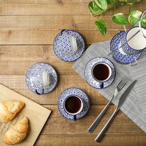 Ceramic Espresso Cups with Saucers (7 Count)