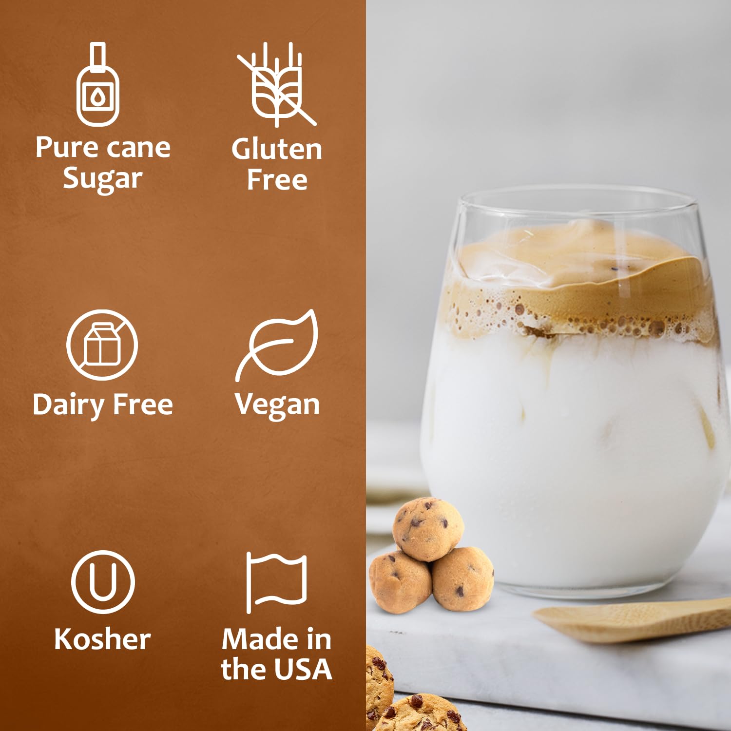 Syruvia Chocolate Chip Cookie Dough & S’mores Coffee Syrup - 25.4 fl oz Premium Coffee Flavoring Syrup. Kosher and Gluten-Free. Perfect for Drinks, Sodas, Shakes, Desserts, & More.