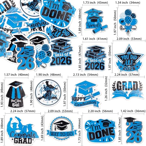 48Pcs Edible Graduation Cap 2026 Cupcake Toppers Wafer Paper Grad Cap Diploma Cake Decoration Picks for 2026 Grad Theme Party Cake Decor Supplies Black Blue (48 Count)