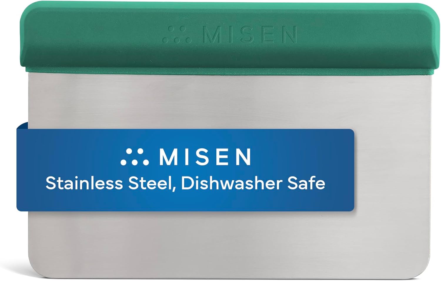 Misen Stainless Steel Bench Scraper - Versatile Food Scraper with Walnut Handle - Ideal for Kitchen, Pastry & Dough - Durable Cutting Board Scraper Tool - Effortless Transfer into Pots & Pans - Green