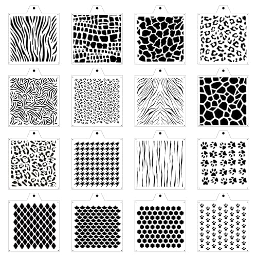 Leopard 5.5x5.5in Cheetah Animal Cow Print Skin Reusable Painting Template Stencils for Cake (16 Count)