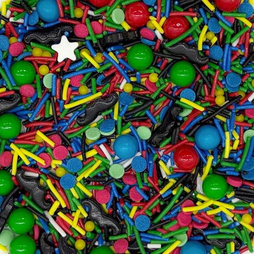 Mustache‌ Sprinkles Edible Gamer Themed Cake Decorating Cake Decorations Cupcake Toppers Cookie Decorating Perfect for Cakes (3 Ounce)
