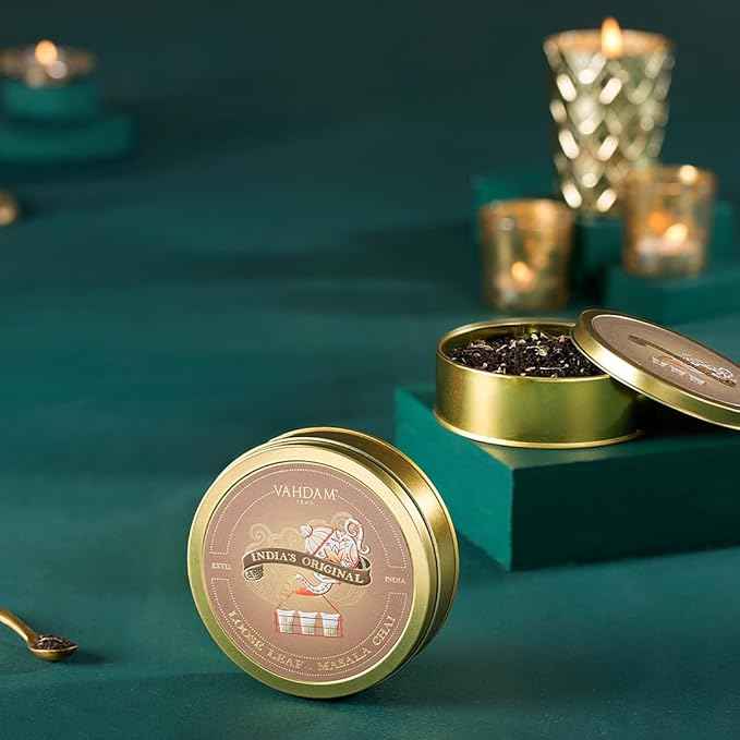 VAHDAM Masala Chai Gift Kit (1.75 ounce) | Signature Masala Chai Loose Leaf Tea in Tin Caddy with Premium Tea Spoon | Authentic Indian Chai Ritual | Elegant Gift Box