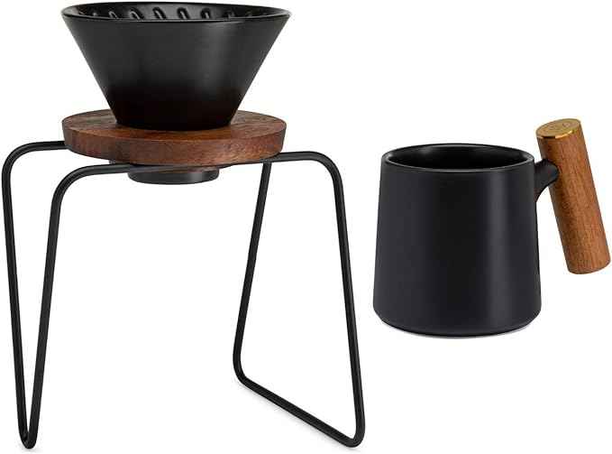 ChefWave Coffee Enthusiast Bundle Set - Single Serve Pour Over Coffee Maker Set w/Coffee Mug, Compatible with No. 2 Filter, V60 Dripper, BPA free, 2 Way Drip Coffee Maker (2 Items)