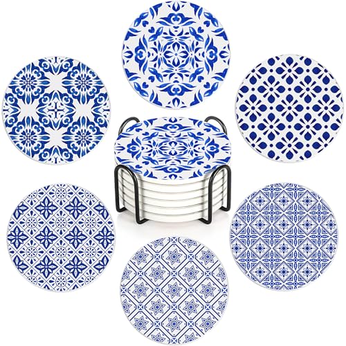 Drink Coasters Set of 6 with Holder