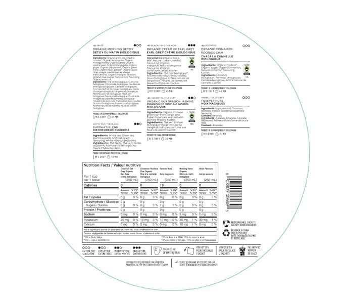 DAVIDsTEA 36-Sachet Top Teas Sachet Tea Wheel – Bestselling Tea Sampler Gift Set | 6 Loose-Leaf Flavours: Morning Detox, Cream of Earl Grey, Cinnamon Rooibos, Buddha’s Blend, Silk Dragon Jasmine & Forever Nuts
